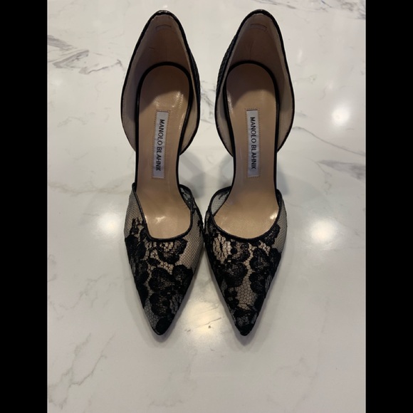 Manolo Blahnik Shoes - Manolo Blahnik Tayler Black Lace Heel Pumps